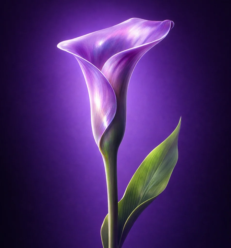 A sculptural purple calla lily